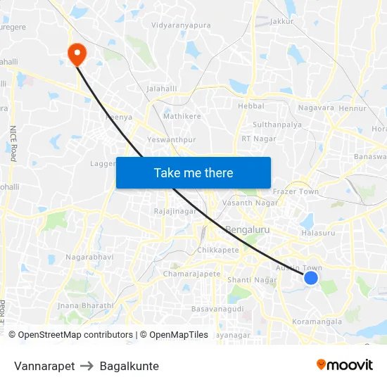 Vannarapet to Bagalkunte map