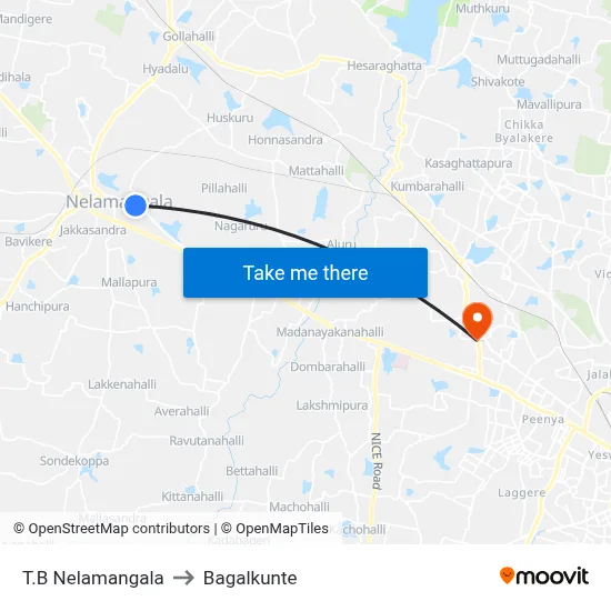 T.B Nelamangala to Bagalkunte map