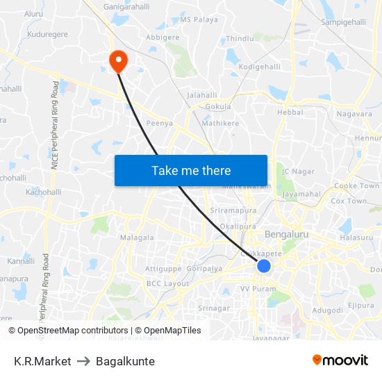 K.R.Market to Bagalkunte map