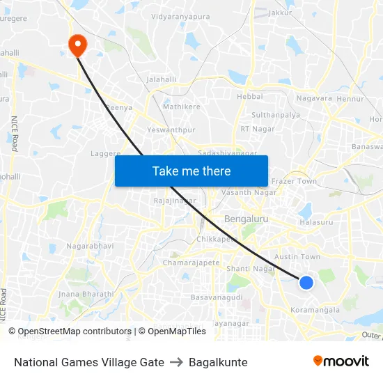 National Games Village Gate to Bagalkunte map