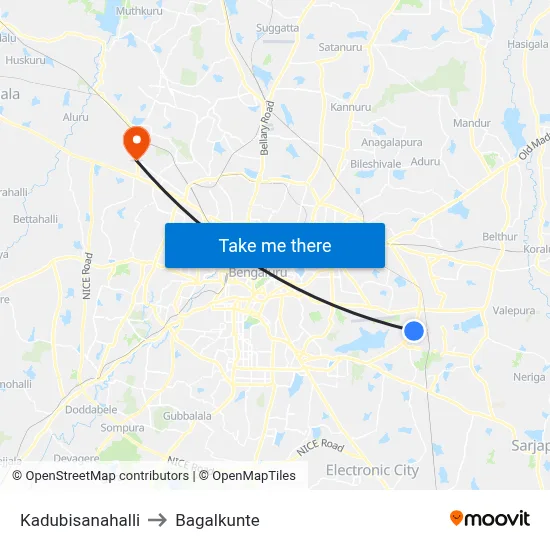 Kadubisanahalli to Bagalkunte map