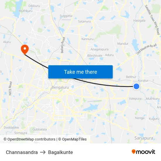 Channasandra to Bagalkunte map