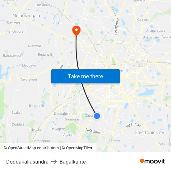 Doddakallasandra to Bagalkunte map