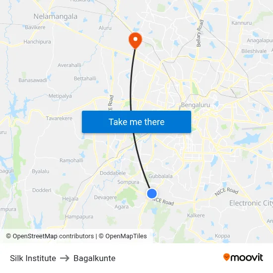 Silk Institute to Bagalkunte map