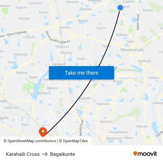 Karahalli Cross to Bagalkunte map
