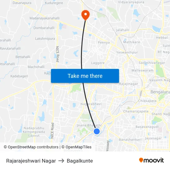 Rajarajeshwari Nagar to Bagalkunte map