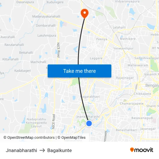 Jnanabharathi to Bagalkunte map
