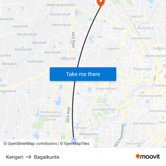 Kengeri to Bagalkunte map