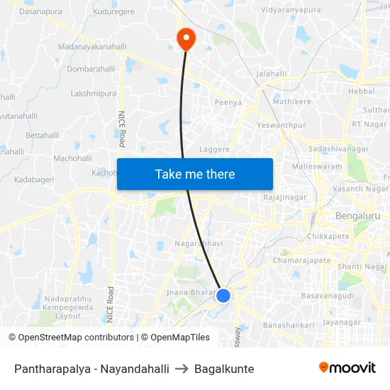 Pantharapalya - Nayandahalli to Bagalkunte map