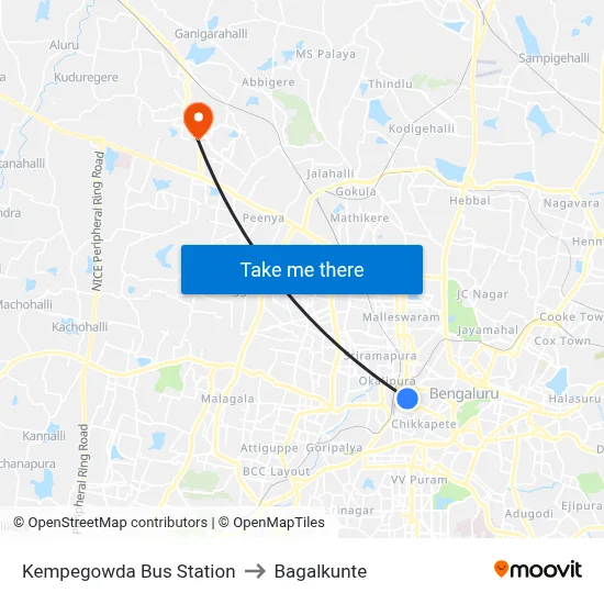 Kempegowda Bus Station to Bagalkunte map
