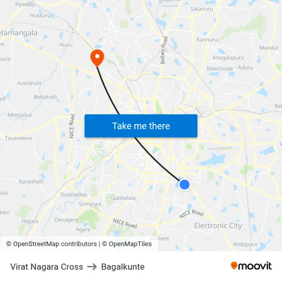 Virat Nagara Cross to Bagalkunte map