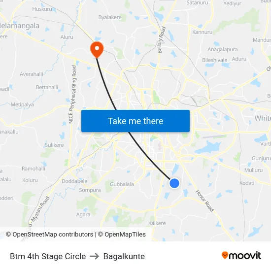 Btm 4th Stage Circle to Bagalkunte map