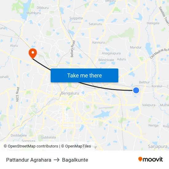 Pattandur Agrahara to Bagalkunte map