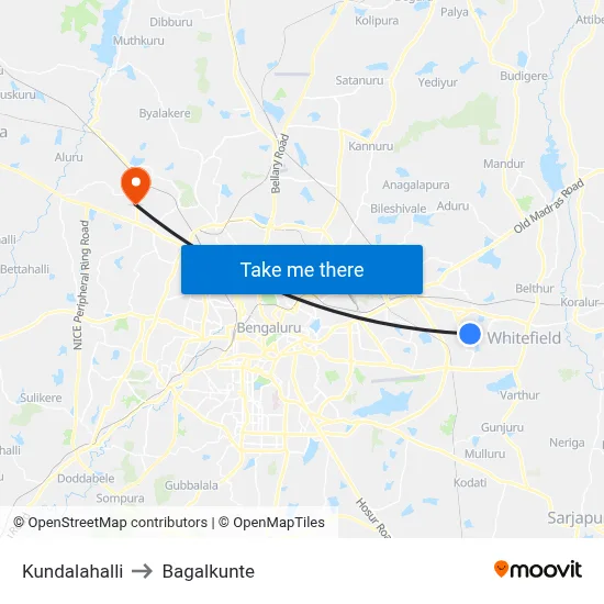 Kundalahalli to Bagalkunte map