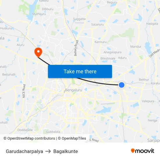 Garudacharpalya to Bagalkunte map