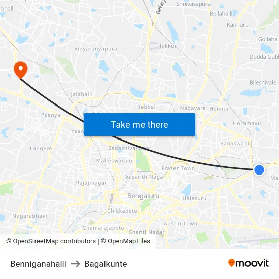 Benniganahalli to Bagalkunte map