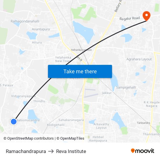 Ramachandrapura to Reva Institute map