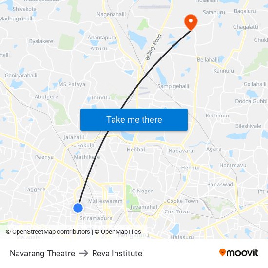 Navarang Theatre to Reva Institute map