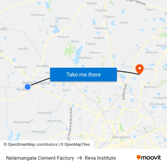 Nelamangala Cement Factory to Reva Institute map