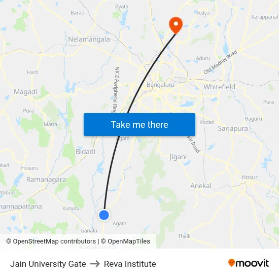 Jain University Gate to Reva Institute map
