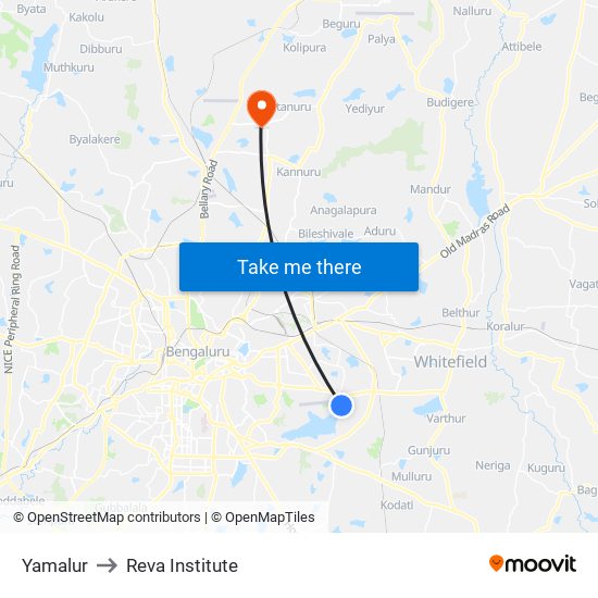 Yamalur to Reva Institute map