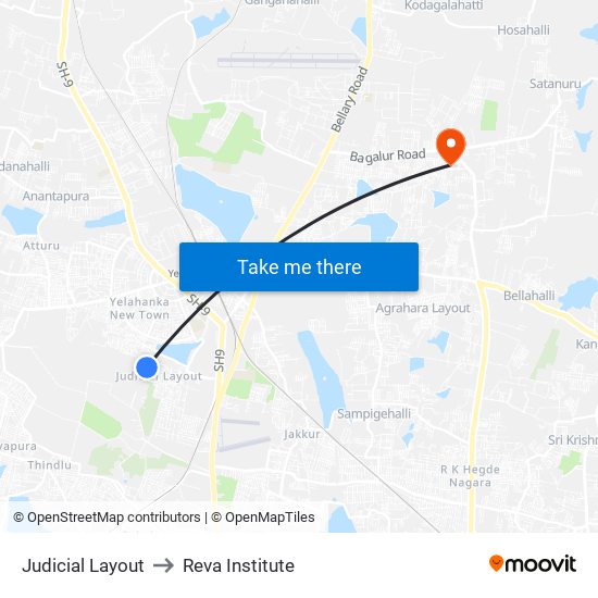 Judicial Layout to Reva Institute map