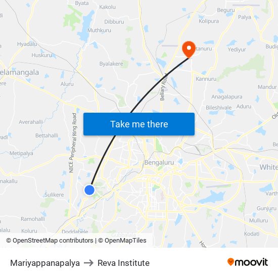 Mariyappanapalya to Reva Institute map