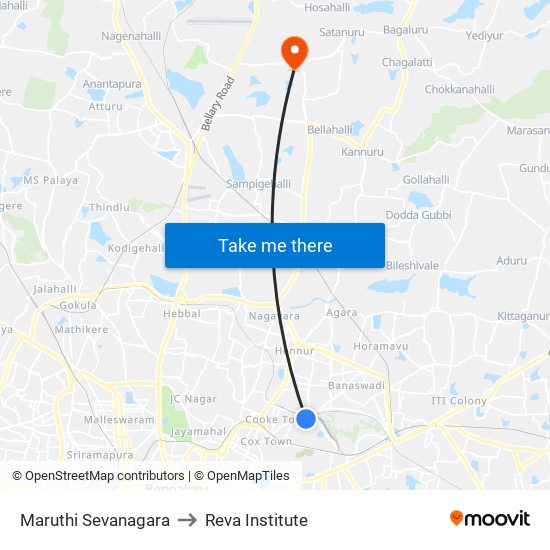 Maruthi Sevanagara to Reva Institute map