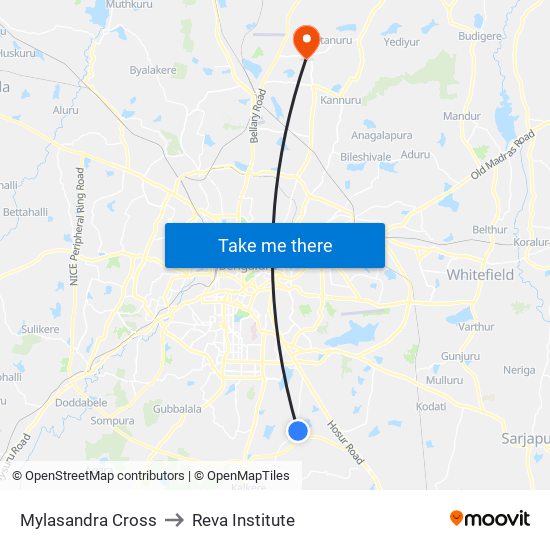 Mylasandra Cross to Reva Institute map