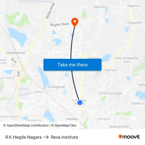 R.K.Hegde Nagara to Reva Institute map