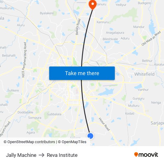 Jally Machine to Reva Institute map