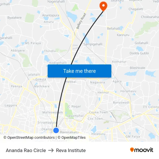 Ananda Rao Circle to Reva Institute map