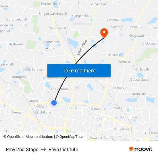 Rmv 2nd Stage to Reva Institute map