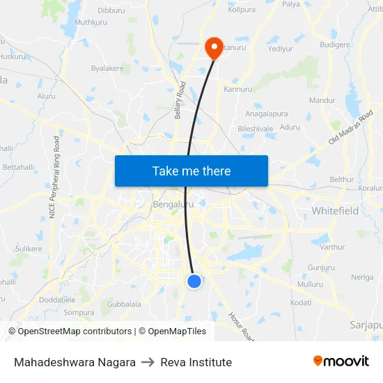 Mahadeshwara Nagara to Reva Institute map