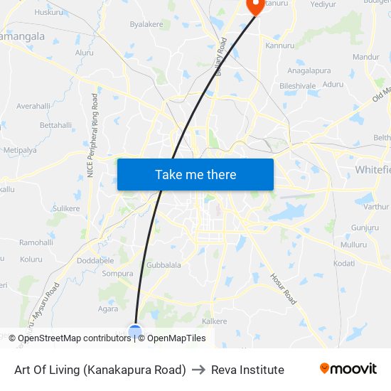 Art Of Living (Kanakapura Road) to Reva Institute map