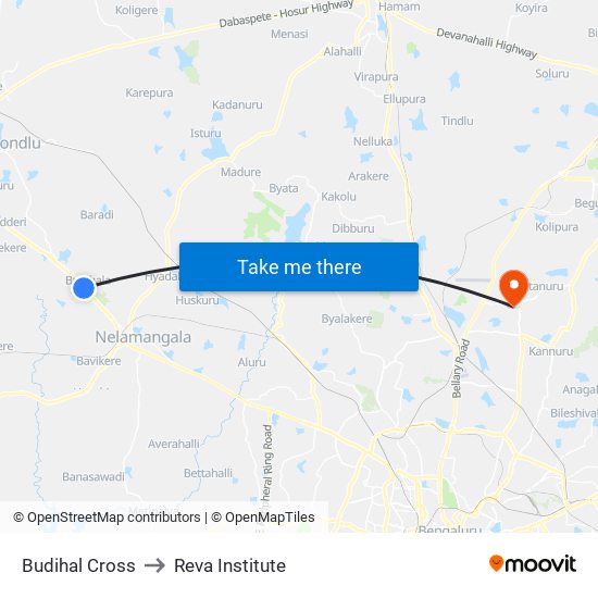 Budihal Cross to Reva Institute map