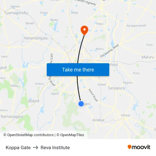 Koppa Gate to Reva Institute map