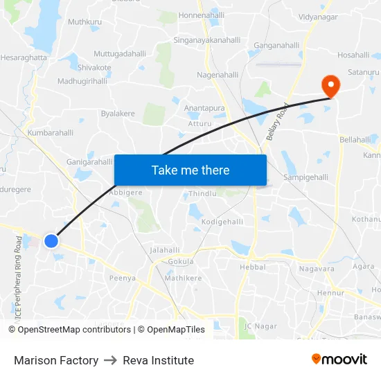 Marison Factory to Reva Institute map