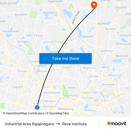 Industrial Area Rajajinagara to Reva Institute map