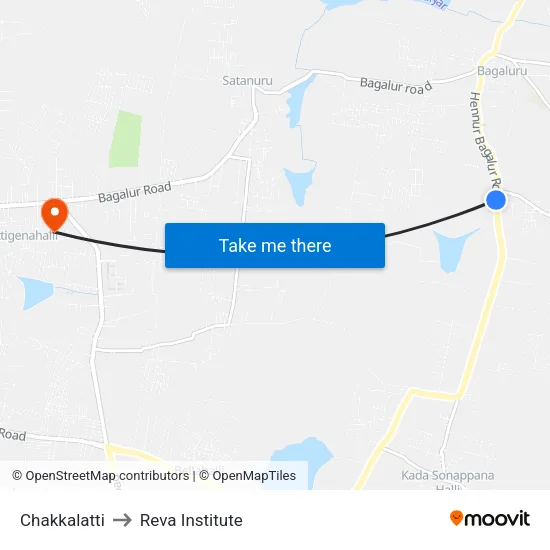 Chakkalatti to Reva Institute map