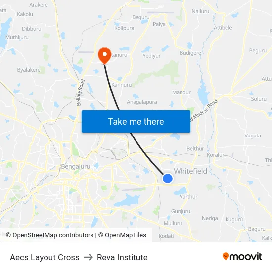 Aecs Layout Cross to Reva Institute map