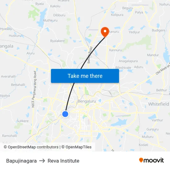 Bapujinagara to Reva Institute map