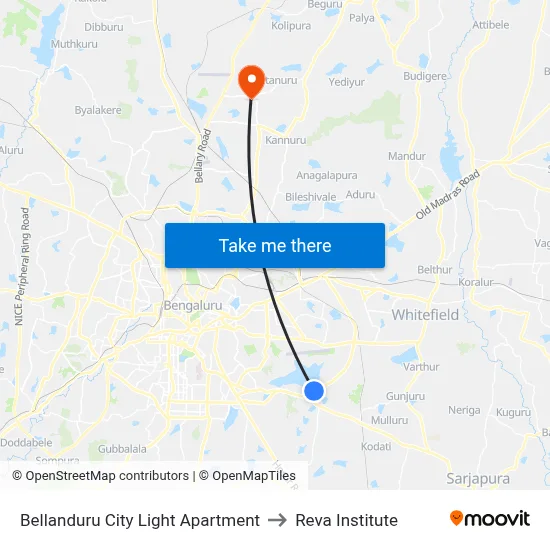 Bellanduru City Light Apartment to Reva Institute map