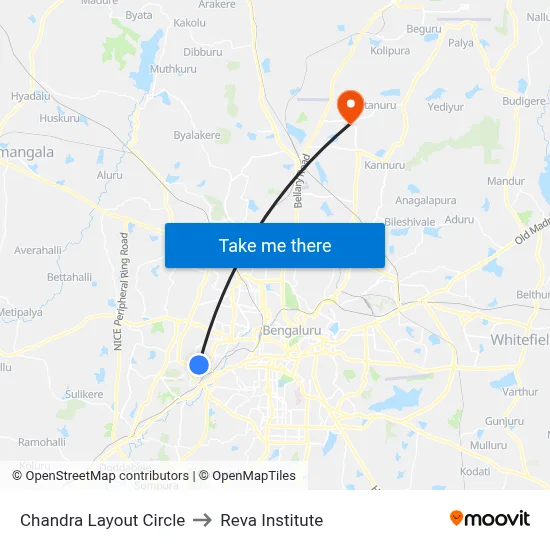 Chandra Layout Circle to Reva Institute map