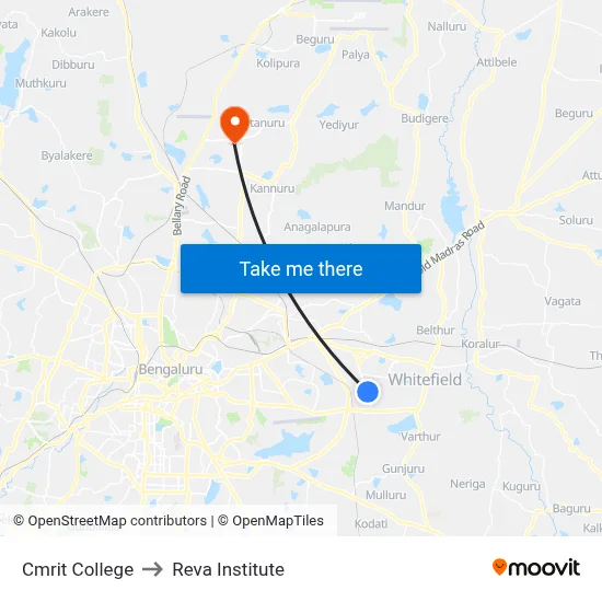 Cmrit College to Reva Institute map
