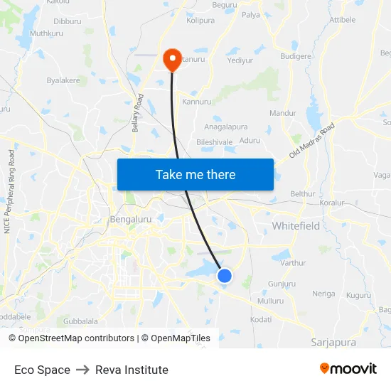 Eco Space to Reva Institute map
