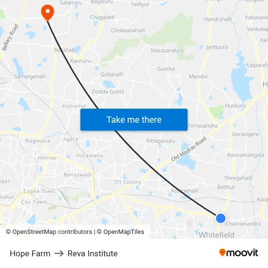 Hope Farm to Reva Institute map