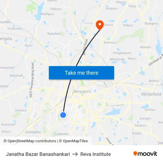 Janatha Bazar Banashankari to Reva Institute map