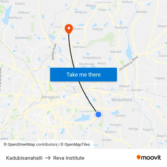 Kadubisanahalli to Reva Institute map