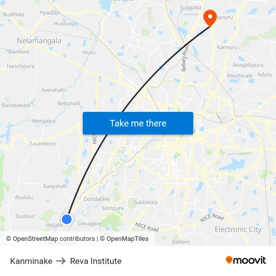 Kanminake to Reva Institute map